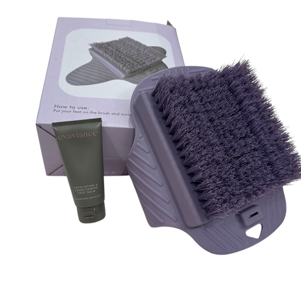NWT Exuviance Purple Exfoliating Foot Brush & Scrub Set